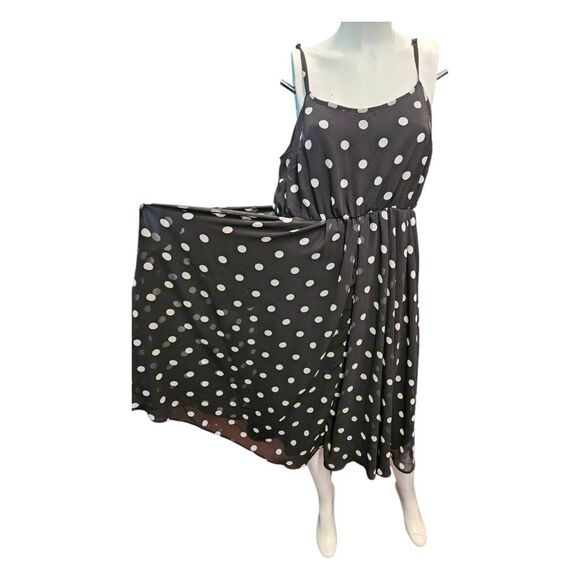 Torrid Chiffon Black and white Polka Dot Strappy Dress Womens size Large - Picture 7 of 10